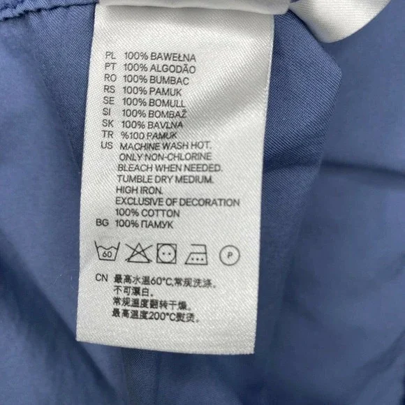 H&M LOGG Blue Cotton Long Sleeve Button-Up Shirt - Picture 9 of 11